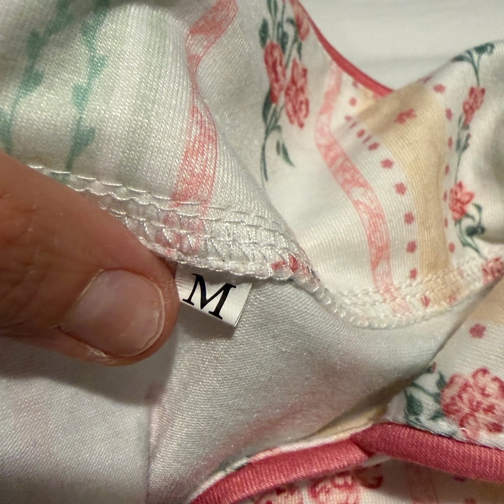 Floral Stripe Cotton Pajama Set with Pink Trim - Picture 4 of 4